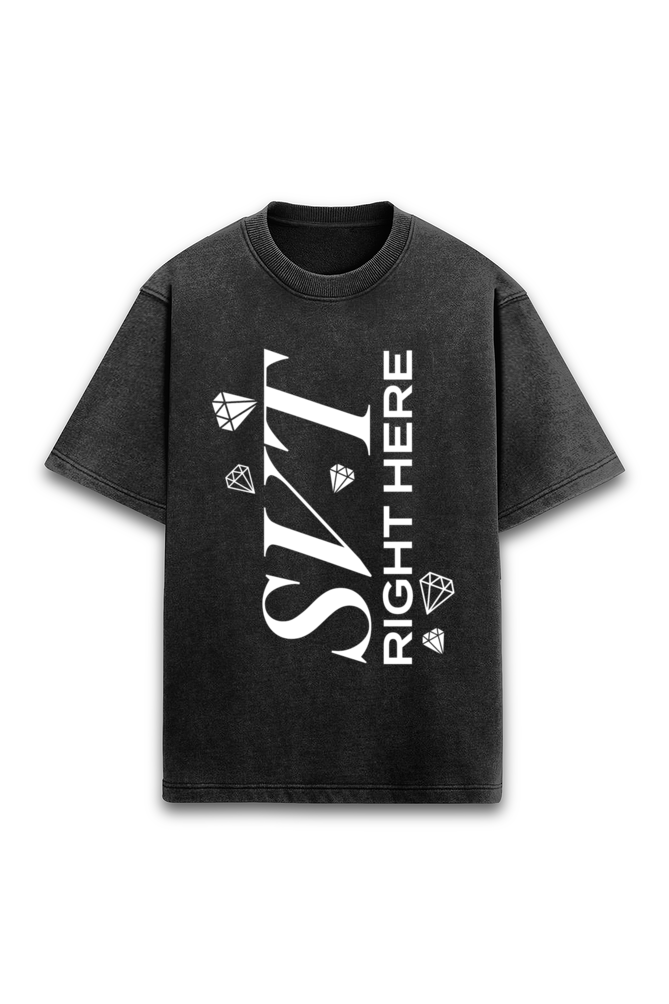 Seventeen Right Here - Oversized Tee (Puff Print, Acid Wash)