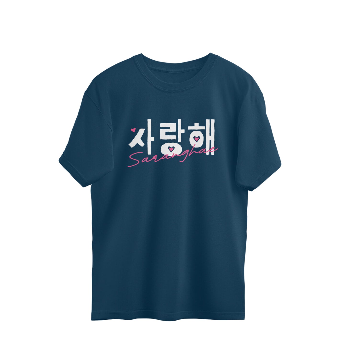 Saranghae Navy Blue Oversized Tshirt