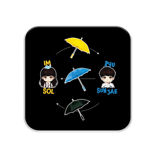 Lovely Runner Umbrellas Exchange - Black Acrylic Coaster