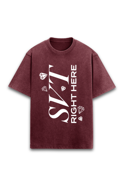 Seventeen Right Here - Oversized Tee (Puff Print, Acid Wash)