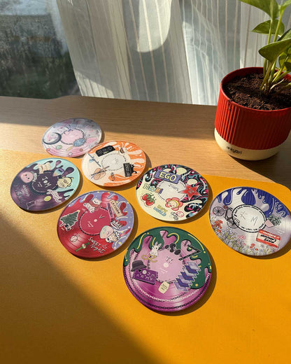 Arirang Vinyl themed Acrylic Coasters - Set of 7 BTS Members