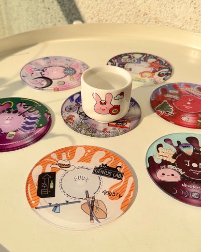 Arirang Vinyl themed Acrylic Coasters - Set of 7 BTS Members