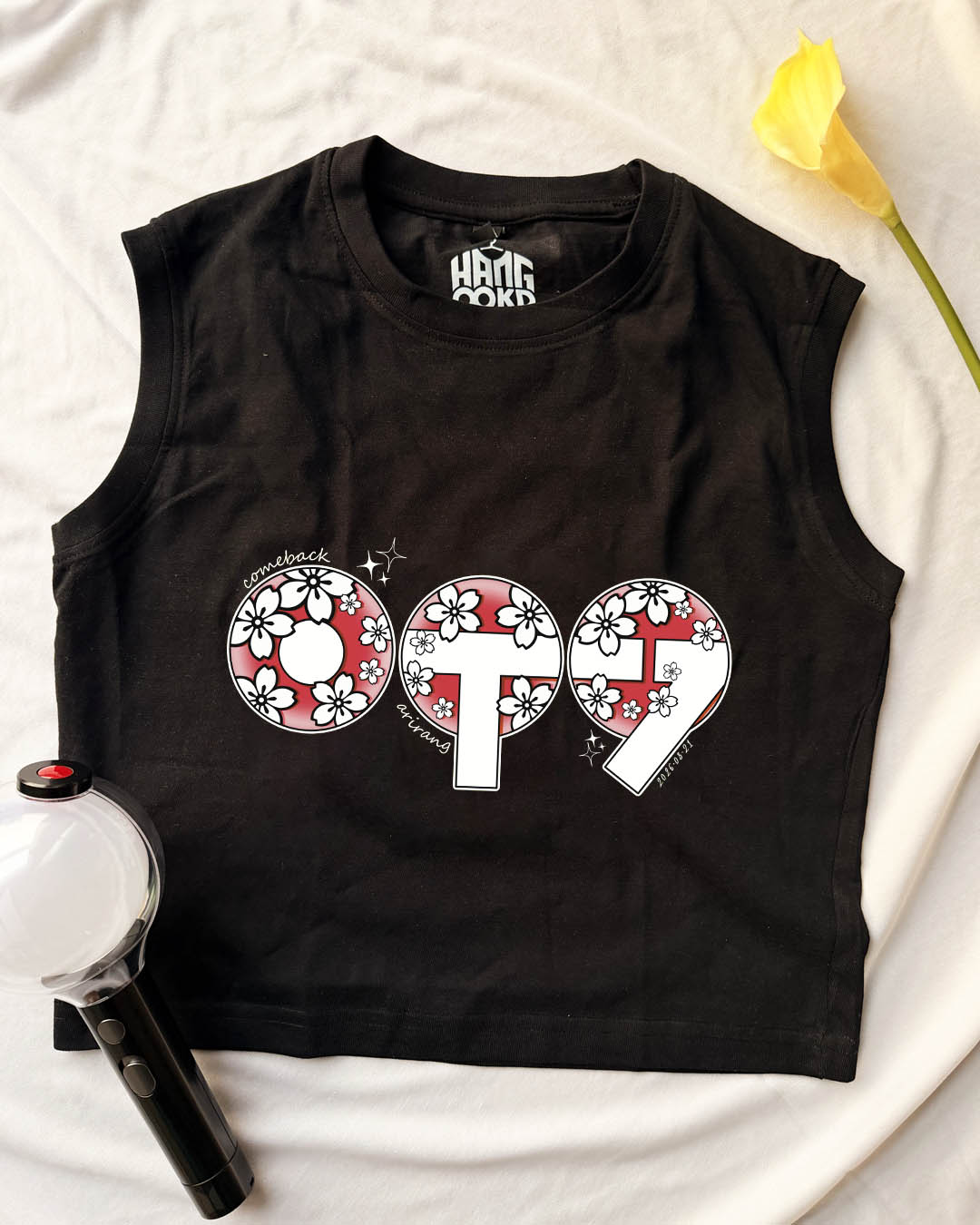 OT7 BTS Arirang Cherry Blossom Crop Tank Tee