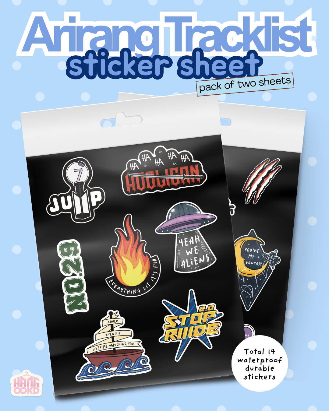 BTS Arirang Tracklist Sticker Sheet