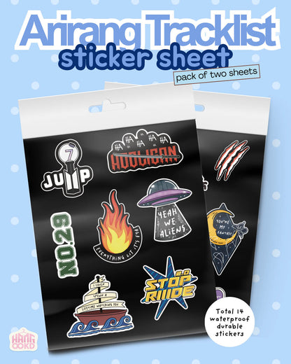 BTS Arirang Tracklist Sticker Sheet
