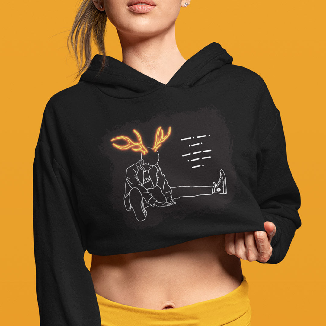 TXT Crown Morse Code - Crop Hoodie