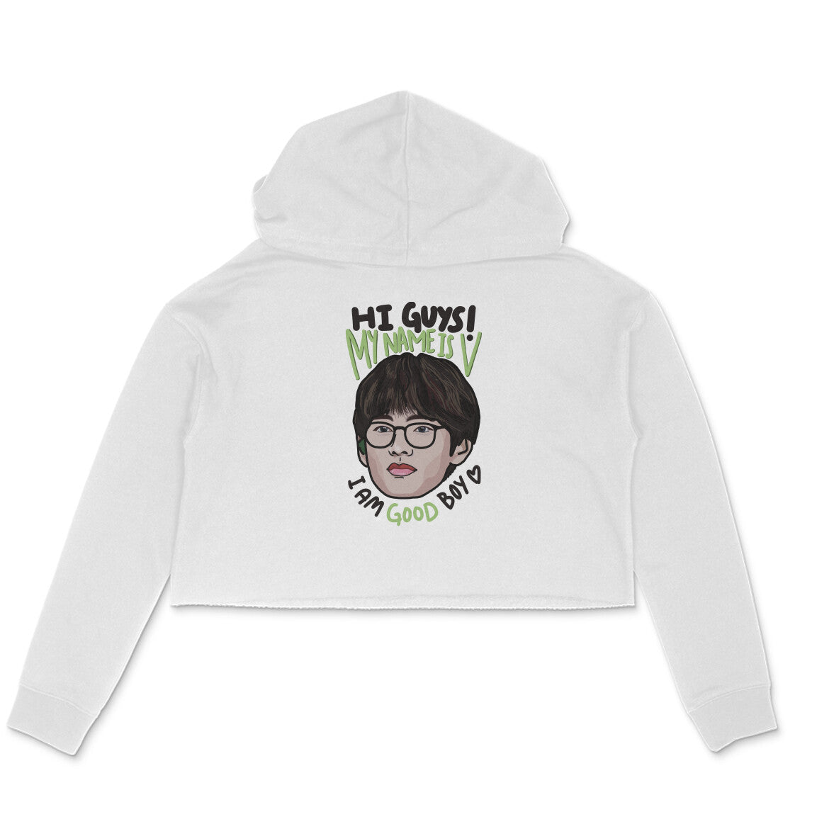 Good Boy V (BTS) Crop Hoodie White XS