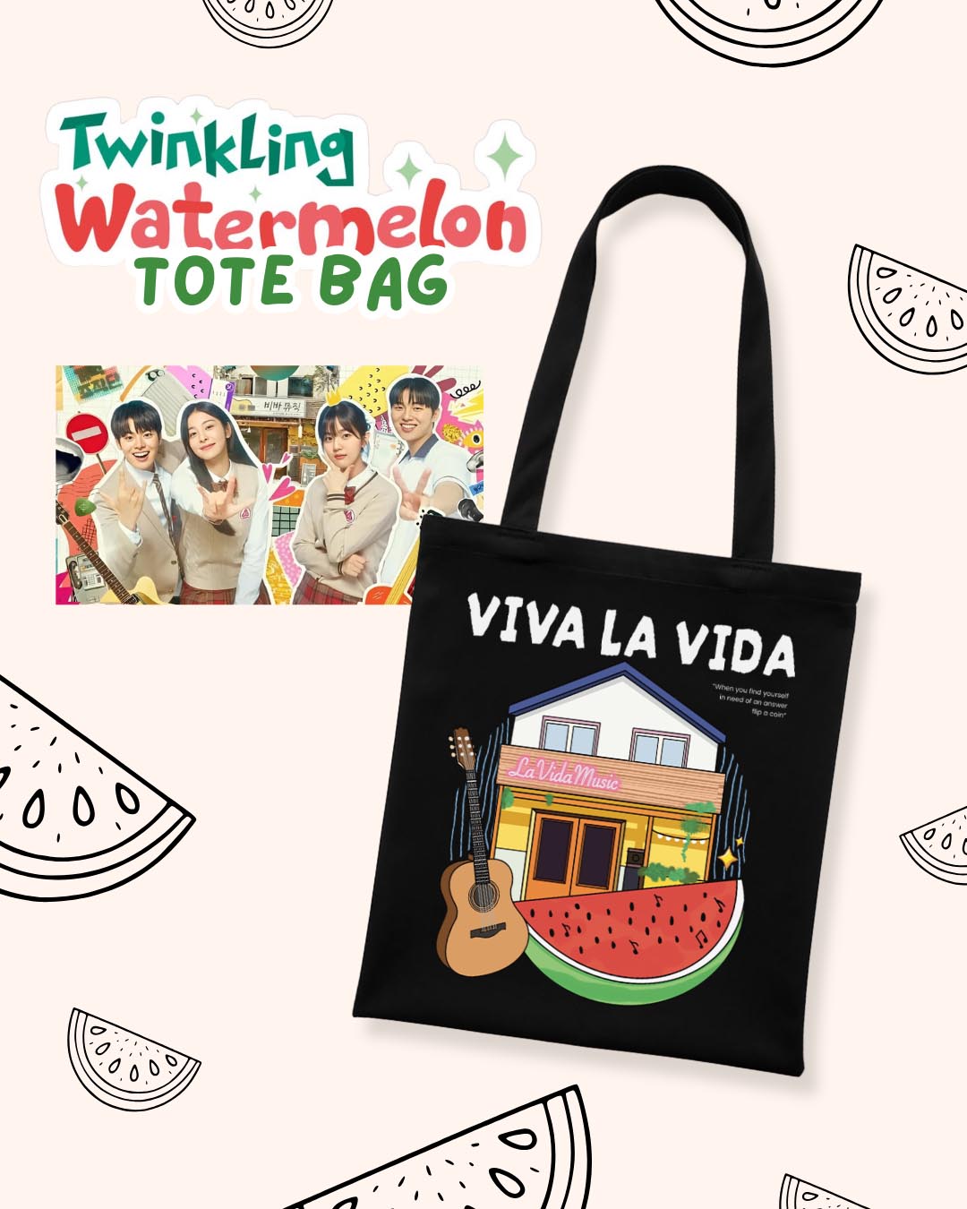 Twinkling Watermelon Viva La Vida Tote Bag