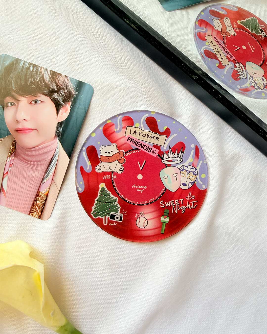Arirang Vinyl themed Acrylic Coasters - Set of 7 BTS Members