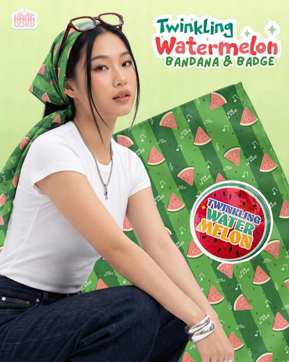 Twinkling Watermelon Viva La Vida Bandana with Badge Combo