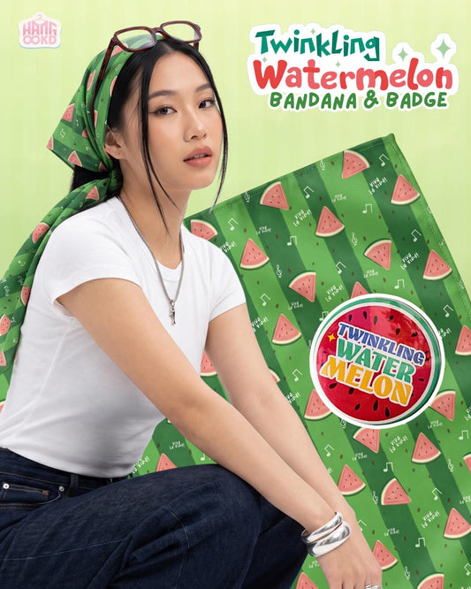 Twinkling Watermelon Viva La Vida Bandana with Badge Combo