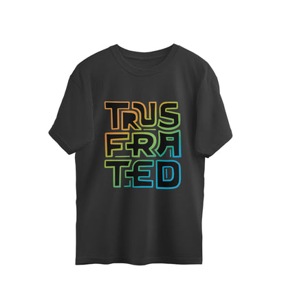 Jungkook's trusfrated oversized black graphic tee