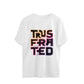 Jungkook's trusfrated oversized white graphic tee